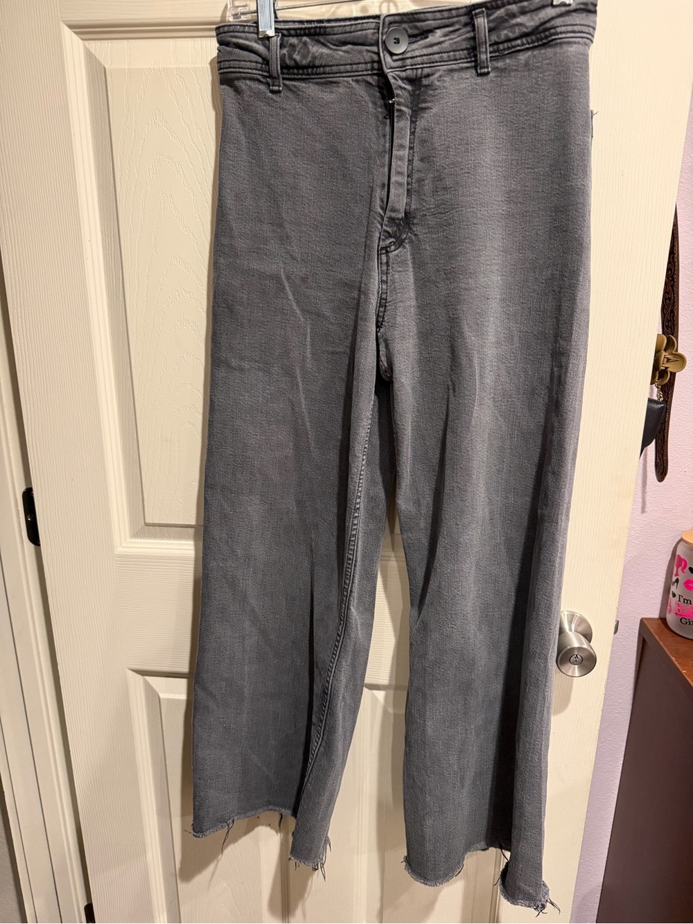 Zara Women’s faded black wide Denim Jeans